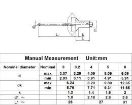 50/30/20pcs Blind Nieten Aluminiumlegierung M2,4 M3.2 M4 M5 Pop Dome Head Counterterokt Flach