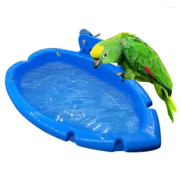 Diğer kuş malzemeleri papağan gıda tepsisi çok fonksiyonlu yaratıcı mavi küvet hayvan kafesi ayakta yıkama yıkama duş kutusu oyuncakları uzay tasarrufu