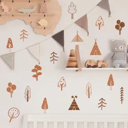 37pcs/set Böhmenwaldbäume Wandaufkleber Boho Nordic Style Wall -Aufkleber für Kinderzimmer Baby Schlafzimmer Spielzimmer Kinderzimmer Poster B979