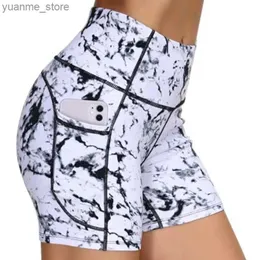 Yoga Outfits Fitnesshorts für Frauen High Taille Yoga Sport Shorts Biker Shorts Frauen Sport Leggings für Fitness Cross Taille Pocket Yoga Pant Y240410