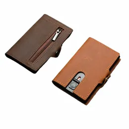 casekey Men Wallets 100% Genuine Cow Leather Popup Short Card Holder Purse High Quality Brand Male Wallet Tarjeteros Para Hombre s00n#