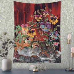 Färgglada blommoroljemålning TAPESTRY Vägg hängande ins enkel europeisk stil sovsal vardagsrum väggmålning dekor