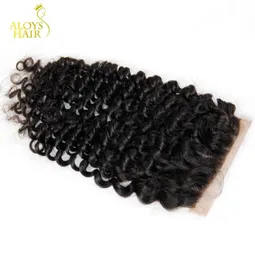Grad 6A Brasilianer Deep Curly Verschluss 100 Virgin Human Hair Top Spitzenverschlussgröße 4x4 brasilianischer brasilianischer Kinky Cur6196536