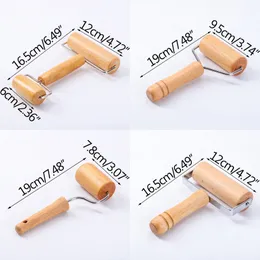 Hushållens dubbelhöjda rullande stift utan halkrulle Roller Solid Wood Pizza Beech Rolling Pin Kök Tillbehör Bakningsverktyg