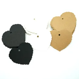 Heart Shaped White Black Brown Kraft Paper Tags Gardening Labels DIY Wedding Note Blank Craft Gift Tag 6x5.5cm 100pcs/lot