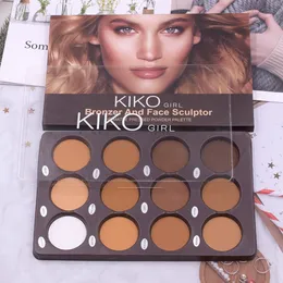 Makeup Bronzer Kiko Powder reparationsplatta utgör 12 färger reparationsplatta