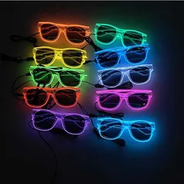 Led Rave Toy Fluorescent Luminous Sunglasses LED Glowing Disco Glasses With Light Hen Party Supplies Neon Flashing Glasses Eyewear Props 240410