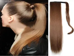 Sara Lady Woman Clip in Ponytails 24 인치 60cm100g 랩 어라운드 포니 테일 합성 머리 조랑말 포니 꼬리 긴 직선 포니 테일 헤어 2104321