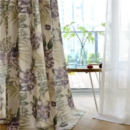 Cortinas estampadas florais americanas para o quarto da sala de estar cortina de cortina de cortina de cortina