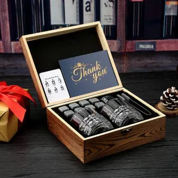 Whisky Stones Gläsern Geschenkset, Samtbeutel für das Trinken schottischer Whisky oder Gin, Holzkiste für Weihnachten/Geburtstag anwesend