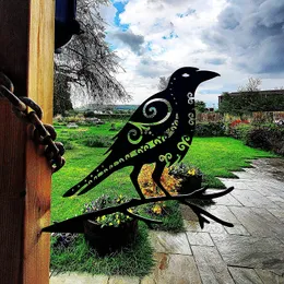 Viking Metal Bird Garden Art, Raven Huginn Odins, Pagan Decor, Viking Art, Tree Art for Patio Outdoor Decorations