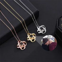 Pendant Necklaces 925 Silver Lucky Four-leaf Clover Projection Necklace Customized Memorial Photo Pendant Personalized Picture Jewelry for Women 240410