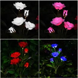 Led Solar Rose Flower Light Waterproof 정원 조경 램프 야외 잔디밭 램프 홈 장식 꽃 야간 조명