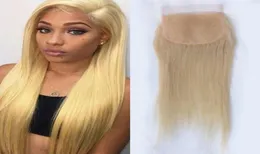 4X4 Malaysian 613 Human Hair Closure Straight Blonde Lace Closure With Baby Hair Three Middle Part Closures3975990