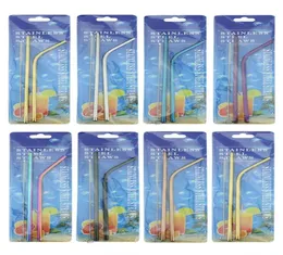 Paslanmaz çelik pipetler Set Renkli Çevre Dostu Yeniden Kullanılabilir Metal İçme Çipleri Temizleme Fırçası Partisi Bar Accessory6909458