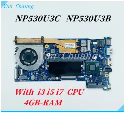 Mãe para a Mãe para Samsung NP530U NP530U3C NP530U3B NP532U3C NP535U3C Laptop MotherBoard Ba4102155a com Core i3 i5 I7 CPU 4GBRA