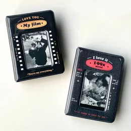 Álbum de fotos de foto de 3 polegadas retro preto, Star Chasing Girl Idol Album Small Card Storage Book Kpop PhotoCard Binder Photo Solter