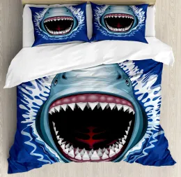 Ensemble de Housse de requin avec motif de requins ، literie ، taie d'Oreiller ، polyester ، double ، reine ، size size