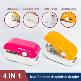 Stapler 2021 4 Inta 1 Stapless Stapler Steple Kağıt Zımba Zımbalanma Zımba Bookbinding Ücretsiz Zımba Ofis Aksesuarları