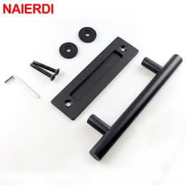 Naierdi Sliding Barn Door Handle 12 "Heavy Duty Pull and Flush Wood Door hanterar stor rustik tvåsidig designdörrhårdvara