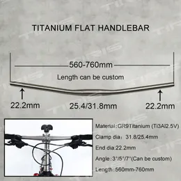 Tiris Titanium Bicycle Flat MTB Styret Bike Tillbehör med anpassad vinkel Straight Bar 400-800mm 25.4/31.8mm Raw/Rainbow