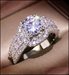 14K vitguld dimond 2 crts smycken ring för kvinnor fin nillos de bizuteri ädelsten mujer bijoux femme ringar droppleverans 2021 b8794735