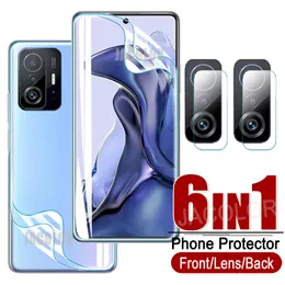 6in1 Protetor de hidrogel para Xiaomi 11t Pro Screen Soft Film+Back Cover Gel Film+Lens Glass for Xiaomi11t 6,67 polegadas Xiomi 11 T