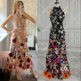 Kentsel Seksi Elbiseler Çay Uzunluğu Renkli Blossom Hatter Homecoming Elbise Özel İşlemeli 3D Çiçekler Açık Tül Ünlü Dresse 24410