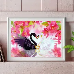 Momoarart Diamond Painting Swan Cross Stitch Diamond ricamato animale Mosaico Flowerwork arredamento per foto di Rhinestone per la casa