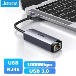 Kort JASOZ RJ45 USB -adapter USB Ethernet Network Connector 1000Mbps RJ45 Nätverkskort för bärbar dator Xiaomi Mi Box S PC Internet USB LAN