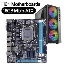 Материнские платы H61 Materboards LGA 1155 DDR3 Memory 16 ГБ Matx Desktop Mainbord для LGA1155 Socket Core i3 i5 i7 ЦП HD VGA Main Board