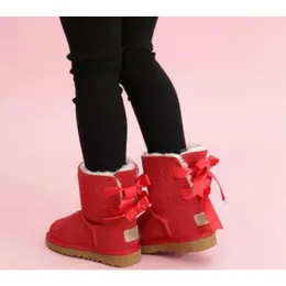 Дизайнерские дети Bailey 2 Bows Snow Boots Осуренные малыши обувь твердое ботаз Nieve Winter Boy Дети Дети Дети Снежные сапоги Размер 21-35