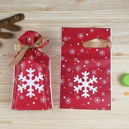 10pcs Weihnachtsgeschenkbeutel Süßwaren Bag Santa Snowflake Draw String Bag Weihnachtsdekorationen für das neue Jahr 2022 Noel Geschenke