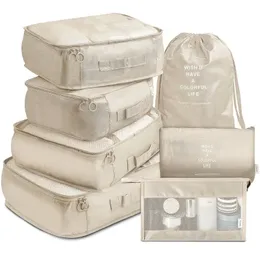 7-częściowy zestaw torby podróży Organizator Ubrania Bagaż Organizator Buty Buty Organizatory walizki walizki Pakowanie kostki 240409