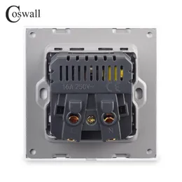 Coswall Eu Russia Spain Standard Wall Power Socket заземленная USB типа A Порт заряда Type-C Заряженный стеклянная панель белая серия C1