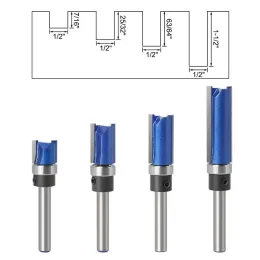 1pcs faca reta Cuttador de madeira escultura de madeira com modelo de rolamento 6mm 1/4 bit de roteador de haste para ferramenta de grooving de madeira