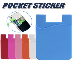 Silikon Cüzdan Kredi Kartı Nakit Cep Sticker 3M Yapıştırıcı Sticker Stickon ID Kredi Otobüs Bankası Kimlik Kart Tutucu IP6134159