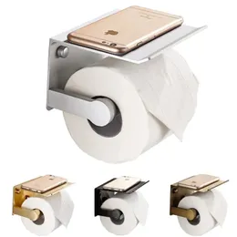 Toalheiro do banheiro Towel Tower Phone Mount Mount WC Rolhouder Porta de papel com prateleira Caixas de lenço de lenço de rack de prateleira preto