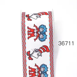 5 Yards Dr. Seuss gedruckte Grosgrain -Bänder für Haarbögen DIY handgefertigtes Material27252
