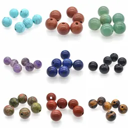 16mm naturliga ädelstenar runda pärlor för DIY -tillverkning av smycken med borrat hål Löst Reiki Healing Energy Stone Crystal Sphere Balls