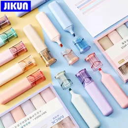 Jikun 6pcs/Set Highlighters Kawaii Stift große Kapazität Pastellfluoreszenz Textmarkierungen Stationery School Supply Stationery Store Stapel