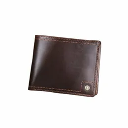 Contacts echte Ledermänner Kurzerbringliche Brieftaschen RFID -Kartenhalter Reißverschluss Coin -Geldbörsen Mey Clips Männliche Geldbörsen Mini -Brieftaschen für Männer l9xz#