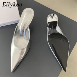 Eilyken 2024 Spring Brand Women Slipper Pointed Toe Slip On Ladies Mules Thin Low Heel Outdoor Dress Sandal Shoes 240329