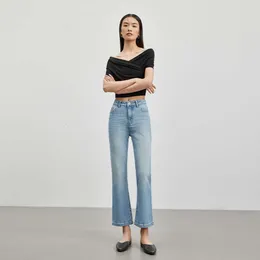2024 High End Jeans för kvinnor tidigt på våren ny mikro elastisk hög midja bantning mikro rasande byxor