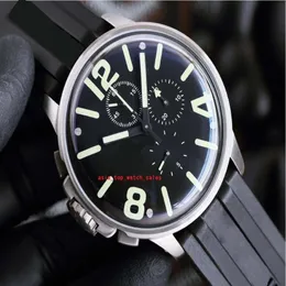 classic style men Wristwatches 45mm black dial Japan Quartz Chronograph Refined steel case Premium rubber strap High Quality 8111-2603