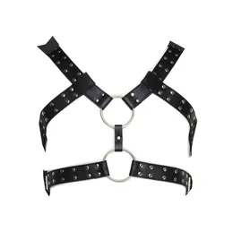 Men039s Sexig nattklubb Kostym Body Harness Manlig bondage Fetisch Alternativ SM Vuxen Sex Toys Lädergräns Body Suit4075030