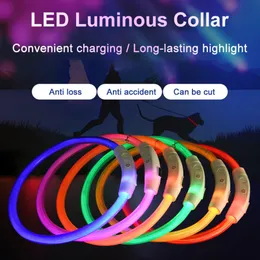 LED PET LUMINOUS COLLAR USB充電カラーTeddy Anti Lost Collar Flashing Necklace Dog Catアクセサリー用品