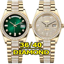 Luxury Mens Watch Designer Watches High Quality Diamond Watch 36mm 40mm Automatisk maskinrörelse Rostfritt stål Lysande vattentät safirkvinnor Watch