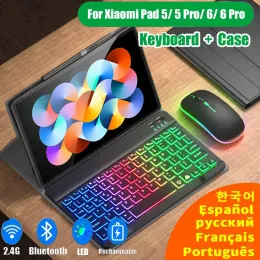 Case Tablet Case For Xiaomi Pad 6 Pro 11 Case With Bluetooth Keyboard Cover For Xiaomi Redmi SE 11inch RGB Backlight French Keyboard