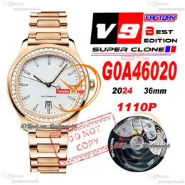 Polo Date G0A46020 M9015 Automatische Womens Watch V9F 36 Rosegold Diamonds Lünette Weiß Diamantstab Dial Dunkelheit Armband Super Edition Ladies Reinzeit